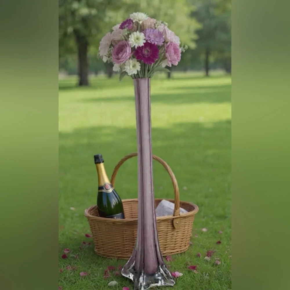 Eiffel tower vase 15.5” inch high decorative vase purple ( wine color )